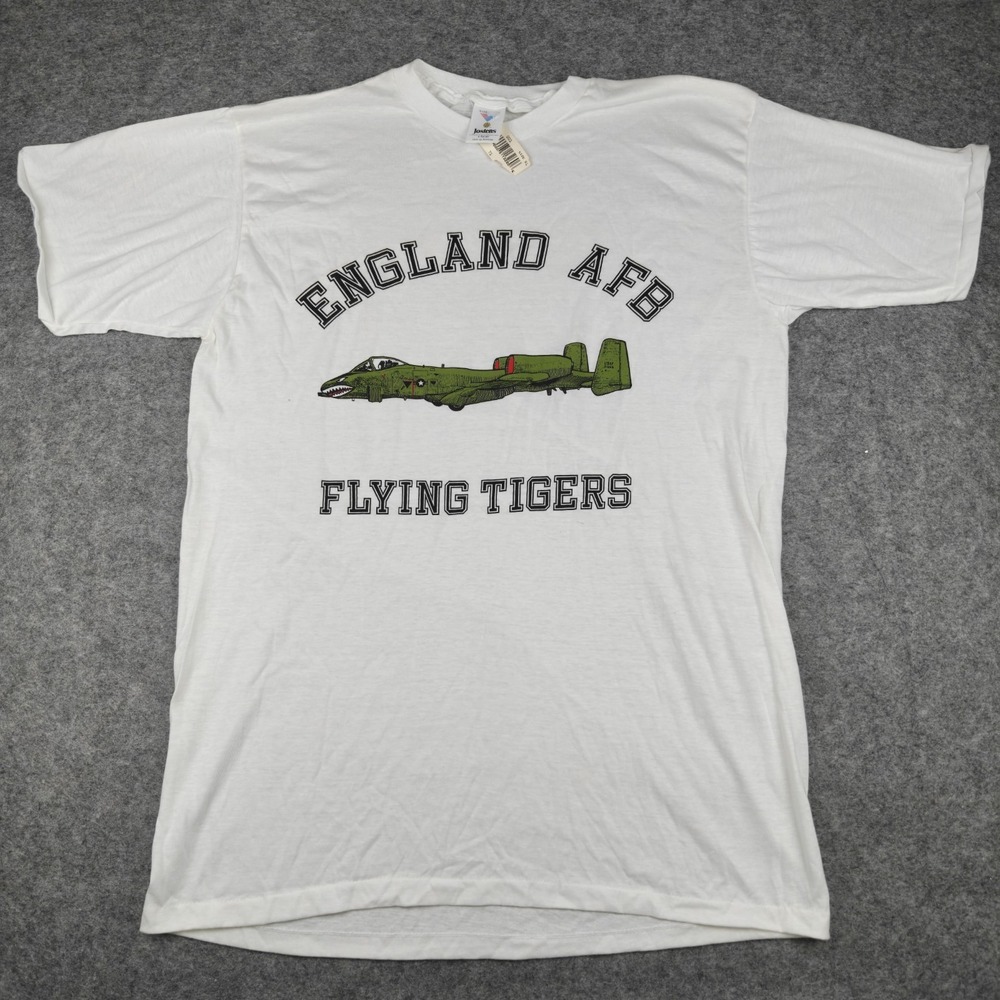 NWT Single Stitch Jostens T-shirt Men's XL White England AFB Flying Tigers VTG